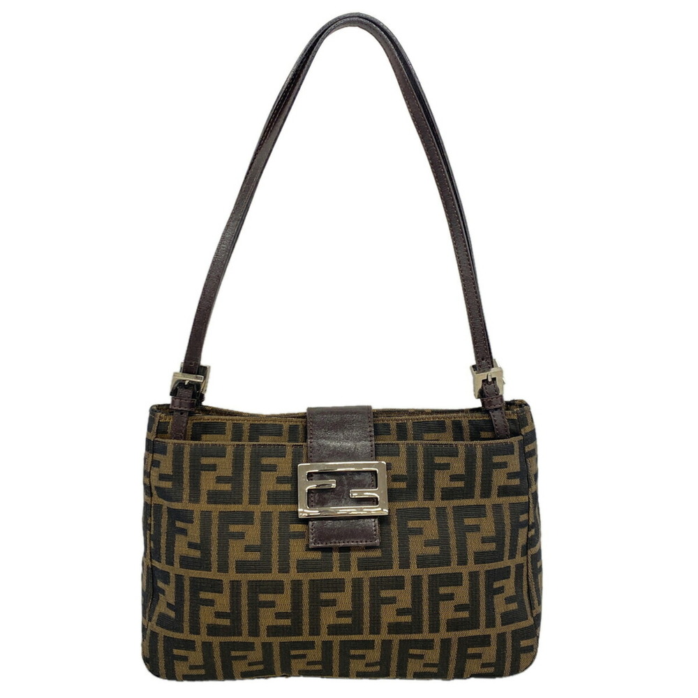 Fendi Zucca Nylon Canvas Shoulder Bag, Brown, Women's